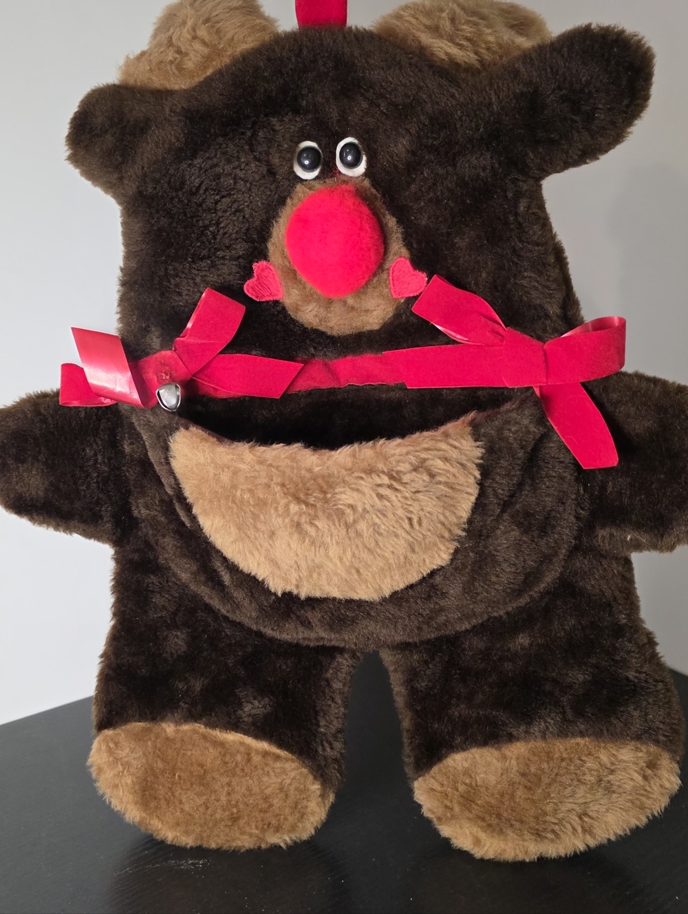 Vintage Reindeer Plush Wall Hanging / Pajama Bag Pocket